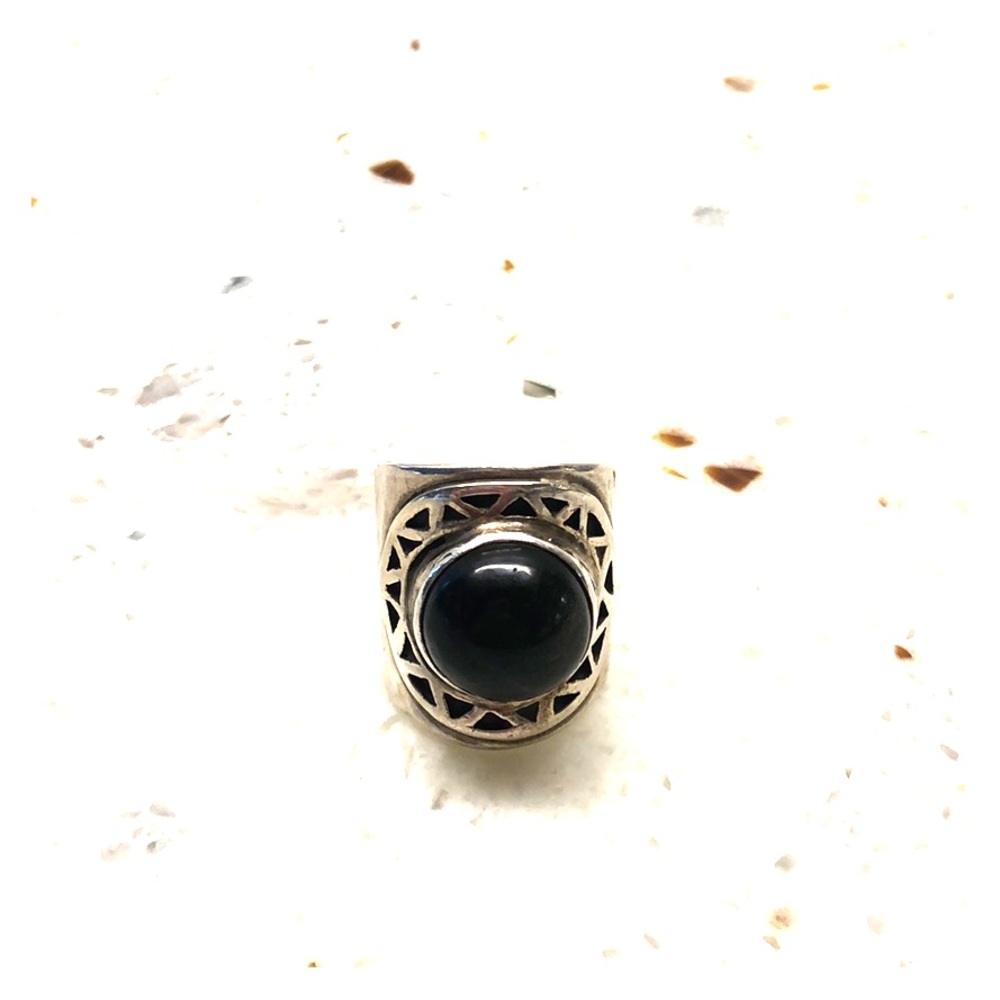 Black Obsidian Sterling Silver Ring